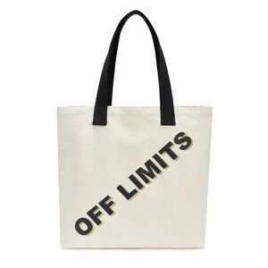 Off Limits Canvas Tote Bag with Black Handles - Cream